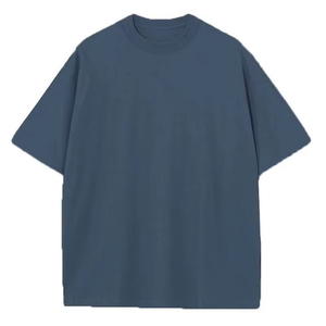 T-shirt à manches courtes en tricot lourd de style américain rétro, uni, coupe ample, pour hommes et femmes, tendance estivale, lavé - Product Image 4