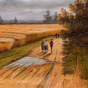 Dipinti a Olio Classici Dipinti a Mano 20x24 Pollici Tre Persone in Campo Agricolo Arte Fine 100% Originale su Tela - Product Image 4