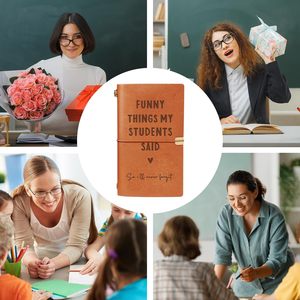 Cadeau pour enseignant : Carnet en cuir <span class=keywords><strong>de</strong></span> 140 pages « Des <span class=keywords><strong>choses</strong></span> drôles que mes élèves ont dites ». Gravé et rechargeable. Pour l'anniversaire des enseignants. - Product Image 6