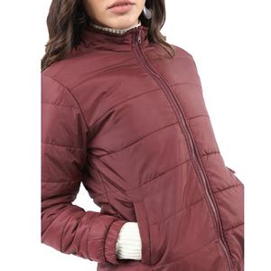 Chaqueta Acolchada de Nailon de Alta Calidad para Mujer, Cuello Alto, Cierre de Cremallera, Ropa de Invierno, Estilo Urbano, FTI-PJ-008, Tejido de Punto - Product Image 5