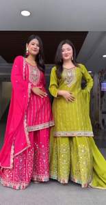 Elegante sharara conjuntos para las mujeres Pesado Bordado Secuencia de Trabajo Traje de Fiesta Conjunto con Elegante Lentejuelas de Trabajo - Product Image 4