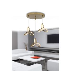 Lampada a sospensione moderna 3 pezzi cassa oro luce bianca LED lampadario 1 anno di garanzia trifoglio LED lampadario - Product Image 4