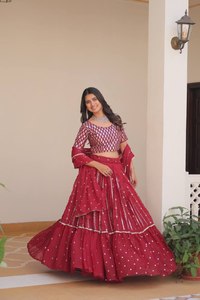 Hermosa ropa de boda Lehenga Choli con trabajo de secuencia de bordado - Product Image 2