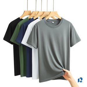 เสื้อยืดคอตตอนขายส่ง สั่งทำโลโก้ได้ เสื้อยืดผู้ชายทรงปกติ คอกลม แขนสั้น เรียบง่าย สบายๆ - Product Image 1