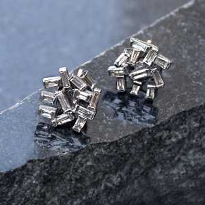 ต่างหูเพชรทรงบาแกตต์ธรรมชาติ ชุบออกซิไดซ์ เงินแท้ 925 แบบเกี่ยวหลัง ทำด้วยมือ เครื่องประดับคุณภาพสูง ขายส่ง - Product Image 6