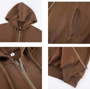 Sweat-shirt à capuche zippé décontracté pour homme, personnalisé, en polyester/coton délavé, en molleton épais 460 g/m² coupe-vent - Product Image 6