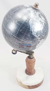 ลูกโลกทองเหลืองโบราณตกแต่งโลกโบราณสำหรับบ้านสำนักงานฐานไม้และหินอ่อนผลิตภัณฑ์ตกแต่งบ้าน - Product Image 3