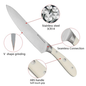 Toptan NSF paslanmaz çelik bıçaklar Set gümüş perçin ayna parlatma kasap ve kolu perçin bıçaklar beyaz kol mutfak seti - Product Image 4