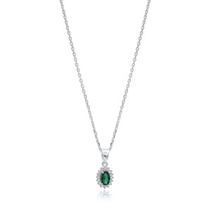 จี้หินมรกตดีไซน์สวยหรู งานแฮนด์เมดจากตุรกี ขายส่ง เครื่องประดับเงินแท้ 925 - Product Image 1