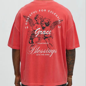 Comprar al por mayor OEM personalizado serigrafiado Camiseta 100% algodón 300 gramos manga corta suelta cuello redondo Casual alfabeto - Product Image 1