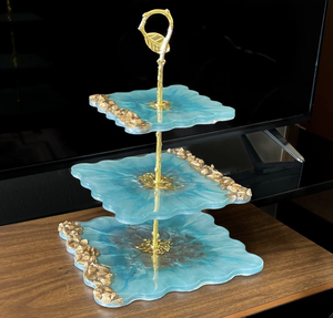 Support de gâteau en résine fait à la main couleur verte ustensiles de cuisson outil de célébration d'anniversaire époxy de qualité superfine d'Inde - Product Image 5