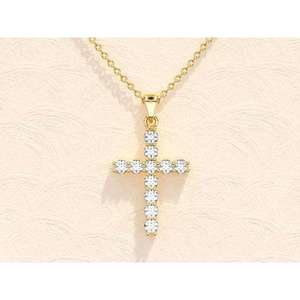 Moissanite VVS Hip Hop con corte redondo diamante Cruz joyería Ice Out para Unisex 925 plata esterlina - Product Image 1