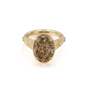 Bague de fiançailles Aurelia Champagne avec diamant ovale cultivé en laboratoire - Product Image 1