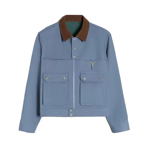 Veste matelassée coupe-vent à col montant et patte de boutonnage en tricot sur mesure pour homme, design exclusif, veste coupe-vent - Product Image 2