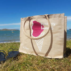 Ecobags Reusable Medium-sized Shopping Bag Juco Refined Fabric Blend Eco-Friendly <b>Screen</b> Printing Daily Gift Use <b>Folding</b> Rope - Product Image 3