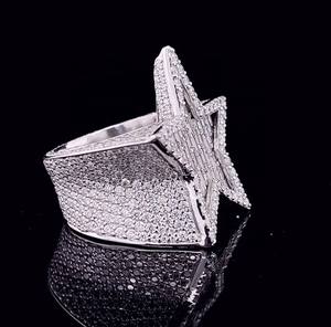 10.00Ct Hip Hop White Gold VVS Moissanite Round & Baguette Cut Diamond <b>Iced</b> Out Wedding <b>Ring</b> For Men's 925 Sterling Silver - Product Image 3