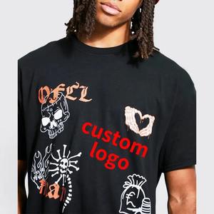 Ensemble 2 pièces t-shirt et short pour homme, tenue de Sport, surdimensionné, imprimé graphique, couleur noire, vente en gros - Product Image 4