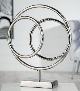Anillos de escultura de plata Aluminio 67593 39 cm Altura Estilo nórdico Artesanía para la decoración de la pared del hogar para Navidad - Product Image 1