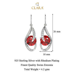 Pendientes de Plata de Ley 925 CLARA con Diseño de Gota de Ojo Rojo Sangre, Accesorio Elegante y Moderno - Product Image 5