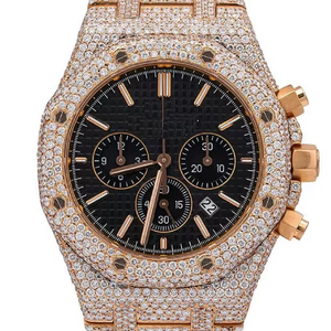 <b>Men's</b> Luxury Rectangle Case Stainless Steel <b>Watch</b> Moissanite Diamond Iced Hip Hop Style Crystal Dial Window for Swiss Mechanical - Product Image 1