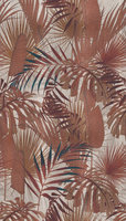 Fabriqué en Allemagne Photo Papier Peint Mural Jungle Rouge Marron Beige Non Tissé Vinyle Mural Plantes pour Hôtel Scenic-1,59x2,80 m