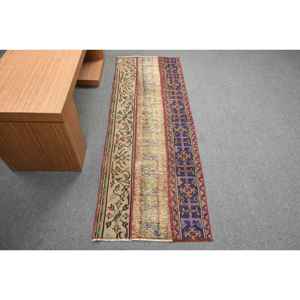 2.1x5.9 ft Turkish Vintage Rug, <b>Runner</b> Rug, <b>Red</b> Camouflage Rug - Product Image 1