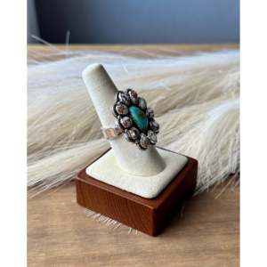 Bague ajustable en argent sterling avec pierres multiples faites à la main du sud-ouest, sertie en clos - Product Image 2