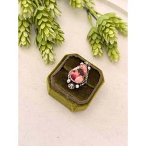 Johnny Dixon <b>Adjustable</b> <b>Ring</b> Elegant Rose Dahlia & Sterling Silver Cluster Bezel Setting Inlay for Gift - Product Image 3