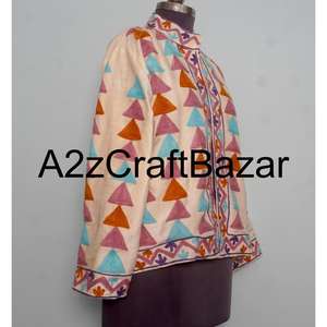 Chaqueta Bomber Tejida Floral Bohemia Bordada a Mano, Forro de Algodón Estampado para Mujer, Hecha a Mano, Ecológica, para Invierno y Primavera - Product Image 4