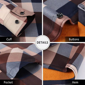 Camisas de franela para hombre al por mayor con estilo de botón a presión camisas de franela de algodón y poliéster de dos bolsillos con servicio OEM - Product Image 3