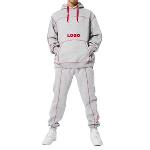 2025 nuevo diseño de impresión personalizada para hombres, ropa de calle de gran tamaño, sudaderas con capucha y pantalones de chándal, conjunto de corredores, contraste personalizado OEM - Product Image 1