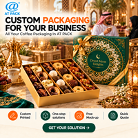 Boîte cadeau de luxe personnalisée AT PACK avec séparateurs pour dattes et chocolats, emballage de friandises arabes pour Ramadan et Eid avec ruban