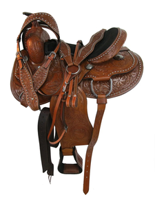 Vente chaude Western Barrel Racing Horse Saddle Haute Qualité En Cuir Outillé Trail Plaisir Équitation Fabriqué en Inde - Product Image 2