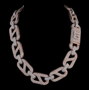 <b>Iced</b> Out 925 Sterling Silver Link <b>Chain</b> VVS Moissanite Diamond Hip Hop Luxury Party Wear <b>Chain</b> For Unisex - Product Image 1