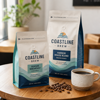 Sacs à café personnalisés AT PACK de 250 g et 500 g en PE et PE simple, avec valve et fermeture éclair, pour l'emballage de grains de café torréfiés