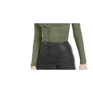 Bar III Body da donna verde a maniche lunghe con scollo a V, taglie forti, controllo pancia, in nylon con stampa invernale, taglia XS - Product Image 3