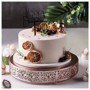 Diskon besar nampan Cupcake berdiri kue logam bulat menyediakan desain pinggiran menarik kustom selesai untuk dekorasi ulang tahun pernikahan
