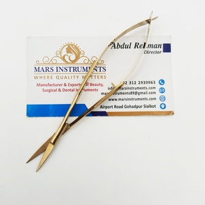 Ciseaux à ressort au plasma doré, lame droite en acier inoxydable, coupe-cuticule durable pour cils, fil à sourcils - Product Image 2