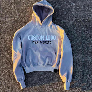 Sweats à capuche unisexes en molleton 100% coton lourd surdimensionnés Logo brodé personnalisé Impression numérique pour l'automne - Product Image 4