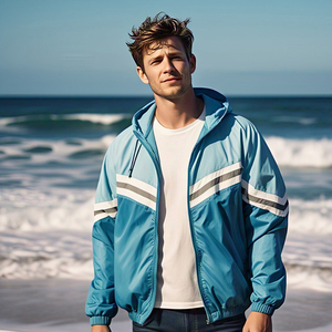 Venta al por mayor impermeable lluvia chaqueta hombres senderismo cortavientos cremallera con capucha manga larga prendas de vestir exteriores chaqueta cortavientos para hombre - Product Image 1