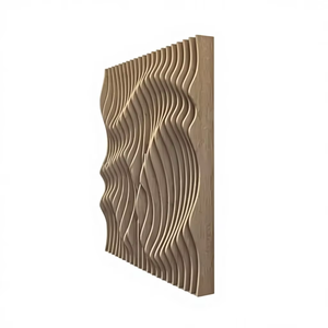 Kalatri Art déco moderne, art mural en bois ondulé fait à la main - Product Image 1