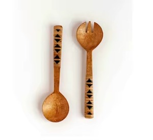 Resin & Wood Yellow <b>Salad</b> <b>Server</b> Set Handmade Wooden <b>Salad</b> <b>Server</b> Spoons Forks Utensils Kitchen Spoon Gift - Product Image 5