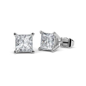 Boucles d'oreilles Lucida en diamant taille princesse 0,40 ct, diamant de laboratoire, ensemble alliance en platine - Product Image 1