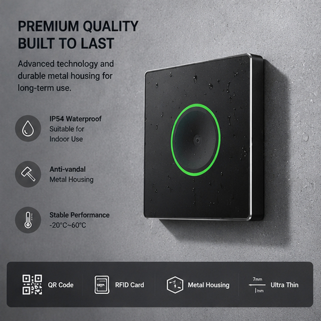 WCMI Ultra-thin Metal Embedded QR Code Barcode Scanner 13.56Mhz RFID NFC Card Reader Access Control for Turnstile Gate