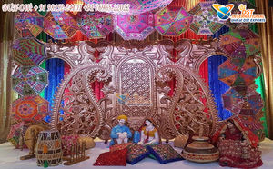 Decoración de boda hindú Haldi evento escenario decoración gran Punjabi boda Vatna ceremonia escenario moda Haldi ceremonia escenario Decoración - Product Image 3