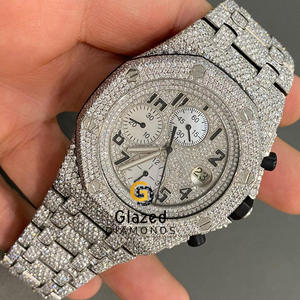 Amazing Fancy Style in Hip Hop Wrist <b>Watch</b> by Fully Iced Out Lab Grown Round Brilliant Cut Diamonds in Stainless Steel for <b>Men</b> - Product Image 2