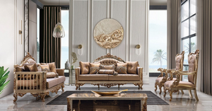 Luxury Baroque Accent <b>Chair</b> Featuring Golden Leaf Finish and Premium Jacquard Fabric Upholstery - Product Image 5