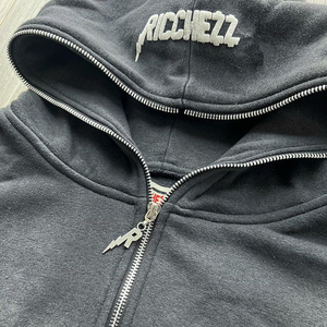 Chándal con logotipo personalizado para hombre, chándal Unisex, conjunto de chándal para correr, sudaderas con cremallera completa Vintage, chándal lavado con ácido, chándal - Product Image 3