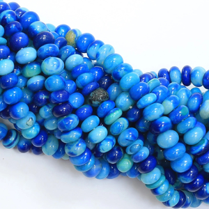 ลูกปัดโอปอลสีน้ำเงินทรงรอนเดลล์สวยงาม ขนาด 16 นิ้ว 6 มม.-8 มม. อัญมณีโอปอลสีน้ำเงิน คุณภาพ AAA สำหรับทำเครื่องประดับ - Product Image 3