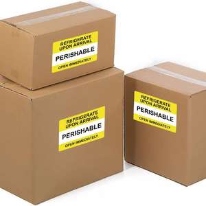 Etiquetas/pegatinas autoadhesivas amarillas de advertencia de envío <span class=keywords><strong>para</strong></span> correo "PERECEDERO REFRIGERADO A la llegada Abierto inmediatamente" 3 "X 2" - Product Image 4
